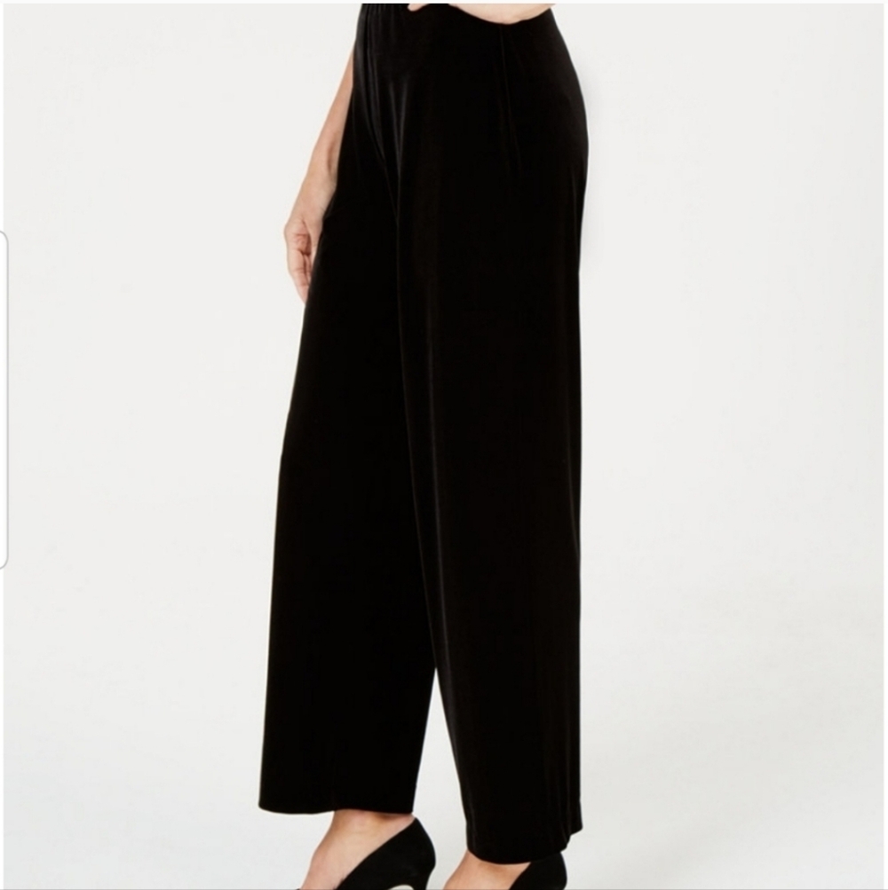 NWT Alfani Wide Leg Velvet Pants Large Comfort Waist Pull On Slacks Elastic